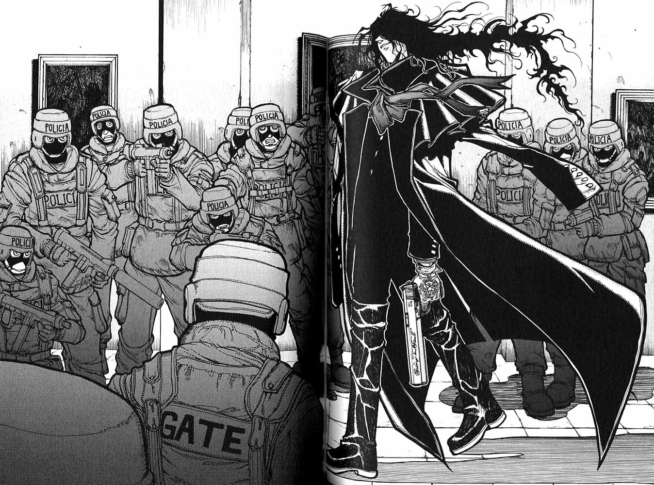 Witness protection manga. Хеллсинг. Hellsing Manga. Хеллсинг Автор манги. Фреймы из манги Хеллсинг.